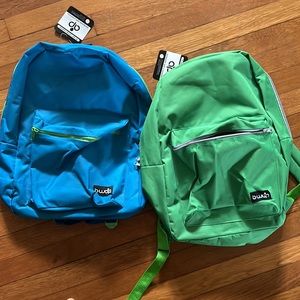 NWT bundle of 2 turquoise and green backpacks with contrasting zipper colors.